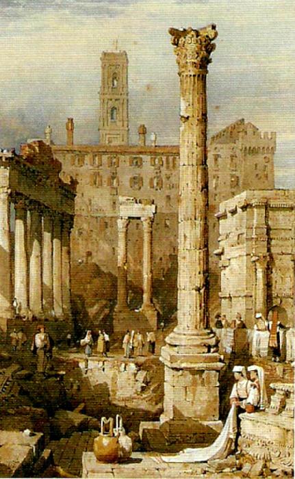Samuel Prout rome the forum Norge oil painting art
